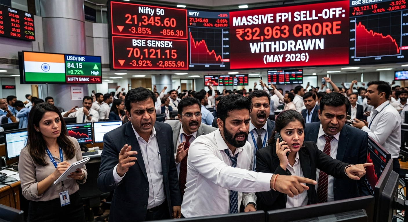 Massive Pullout: FPIs Withdraw Nearly ₹33,000 Crore from Indian Equities in May!